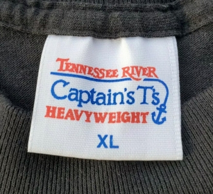 Vintage Tennessee River Captain's T's Heavyweight T-Shirt Tag 1980s