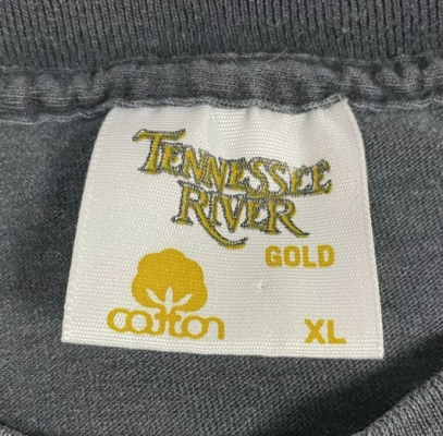 Vintage Tennessee River Gold Coton T-Shirt Tag 1980s