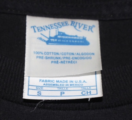 Tennessee River 100% U.S.A. Fabric Made in Mexico Double Tag