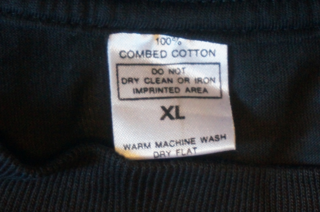 100% combed cotton xl European tag