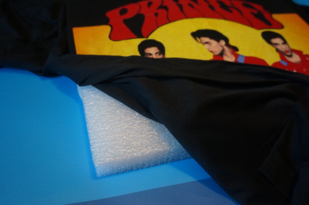 wrap t-shirt around foam insert