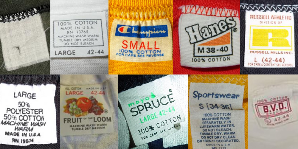 Vintage T-Shirt Tags from the 1980s