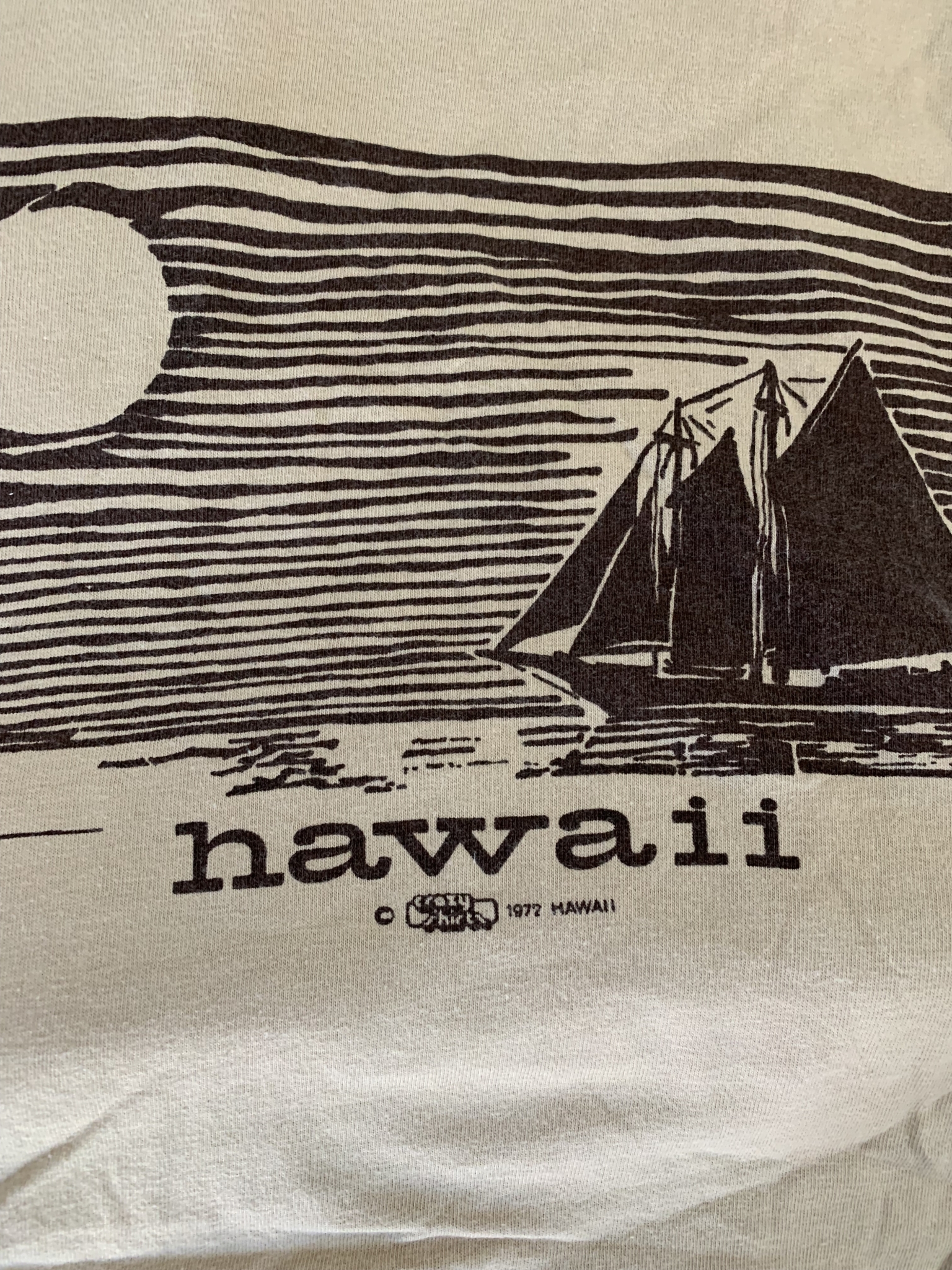 vintage 1972 hawaii sunset sailing boat crazy shirts t-shirt
