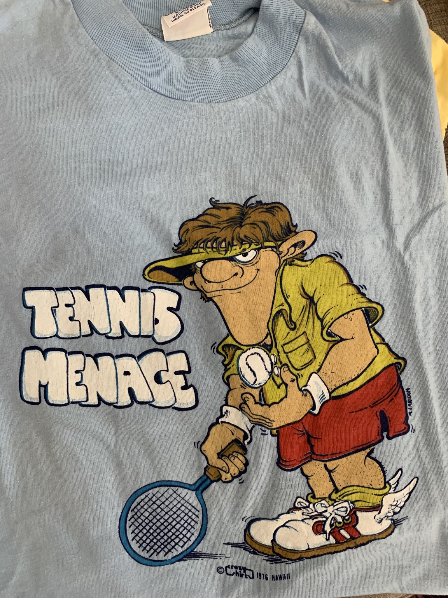 vintage 1976 tennis menace t-shirt crazy shirts