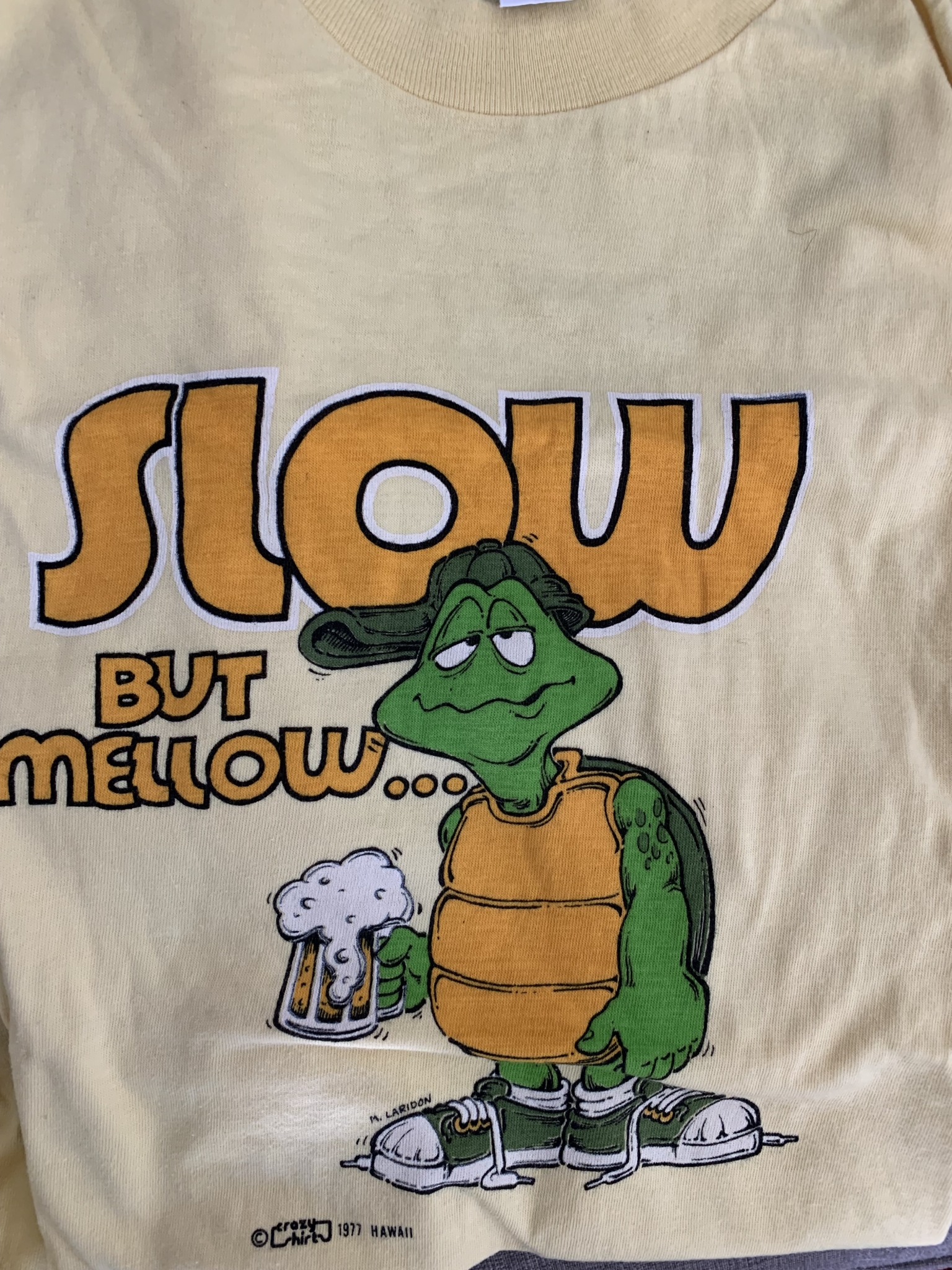 vintage 1977 slow but mellow turtle t-shirt crazy shirts