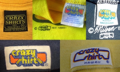 History of Crazy Shirts T-Shirt tag