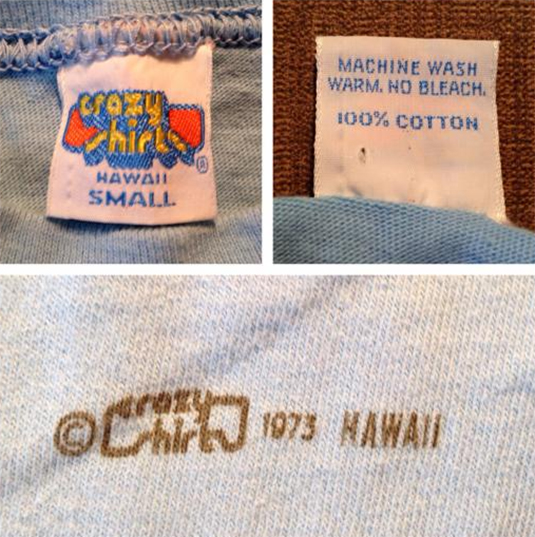 Crazy shirts tag 1973 - 1983