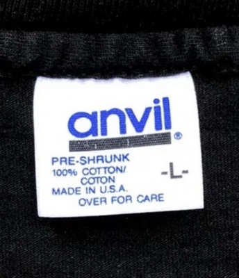 vintage anvil blue bar 100% cotton tag