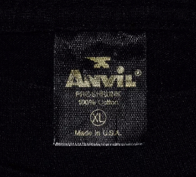 vintage anvil preshrunk 100% cotton black gold tag