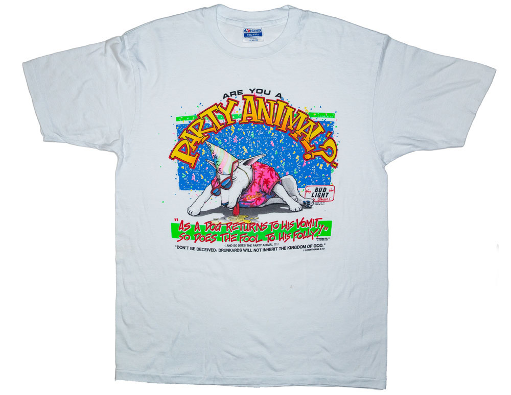Vintage Spud Mackenzie Parody Jesus T-Shirt Party Animal