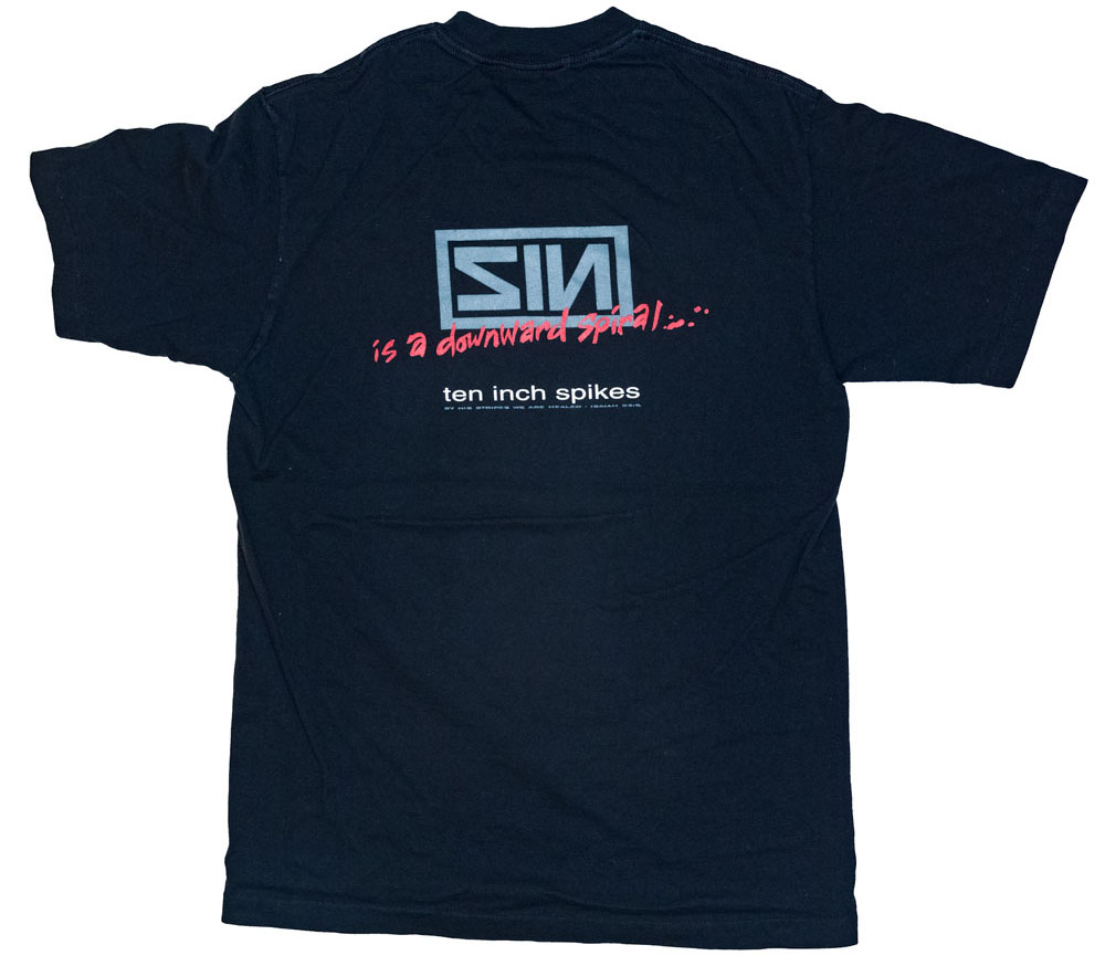 Vintage NIN Nine Inch Nails SIN Parody T-Shirt Back