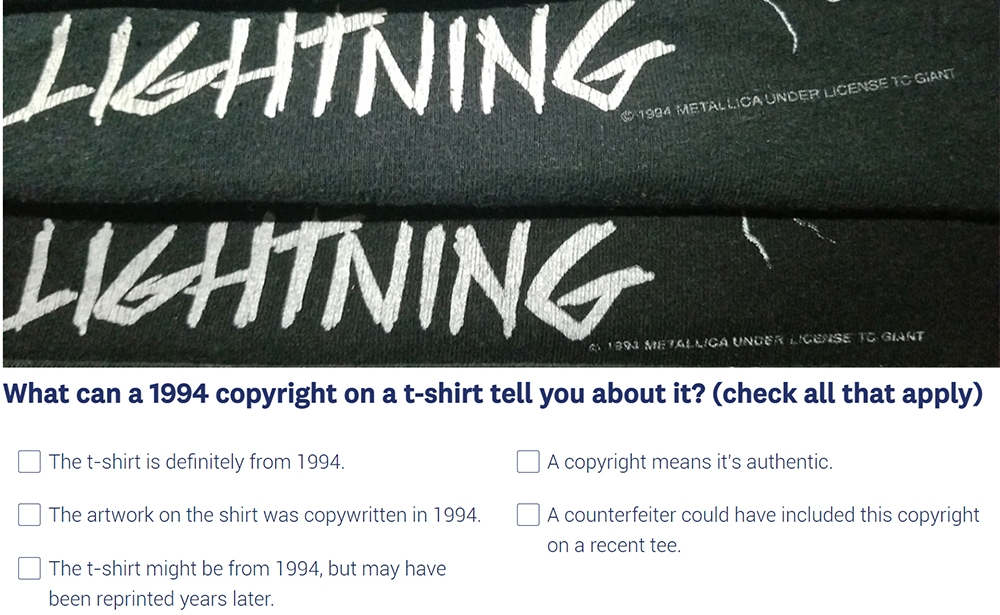 What can the copyright on a shirt tell you about it?