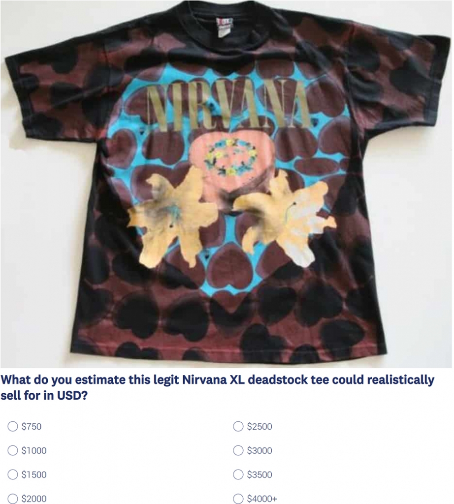 how much is this nirvana heart shaped box t-shirt worth?