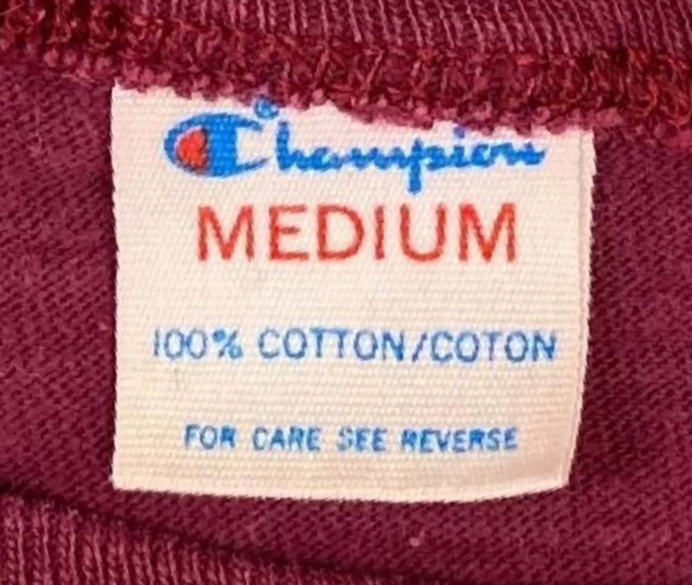 1980s - Champion T-shirt tag