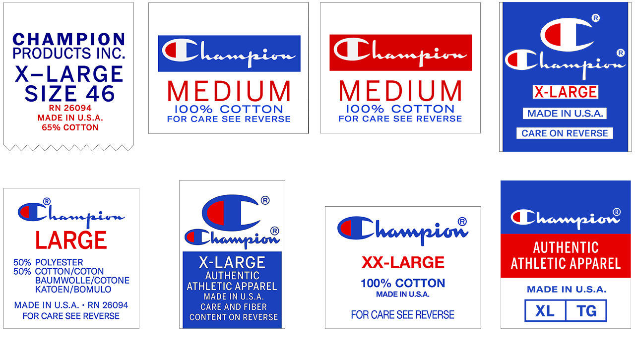 History of vintage Champion Brand T-Shirt Tags