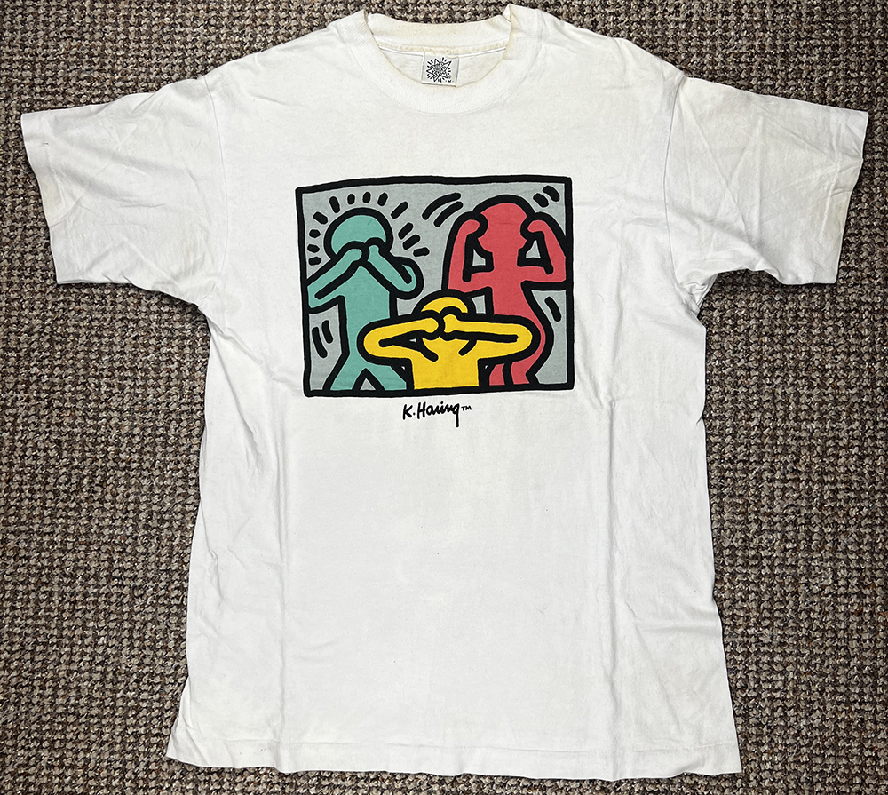 Vintage 1989 Keith Haring 'See, Hear & Speak no Evil' Pop Shop T-Shirt