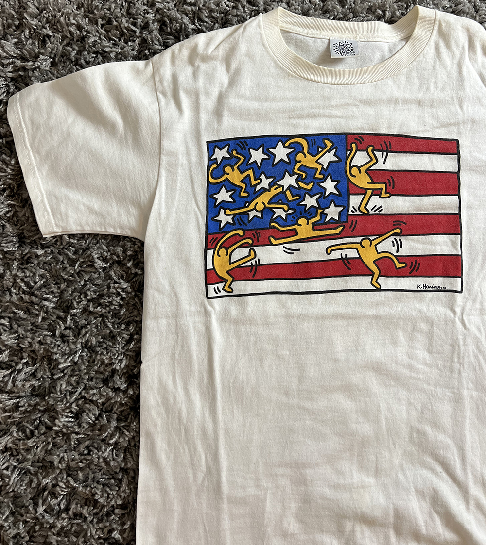 Vintage 1992 Keith Haring Pop Shop "USA Flag Tee"