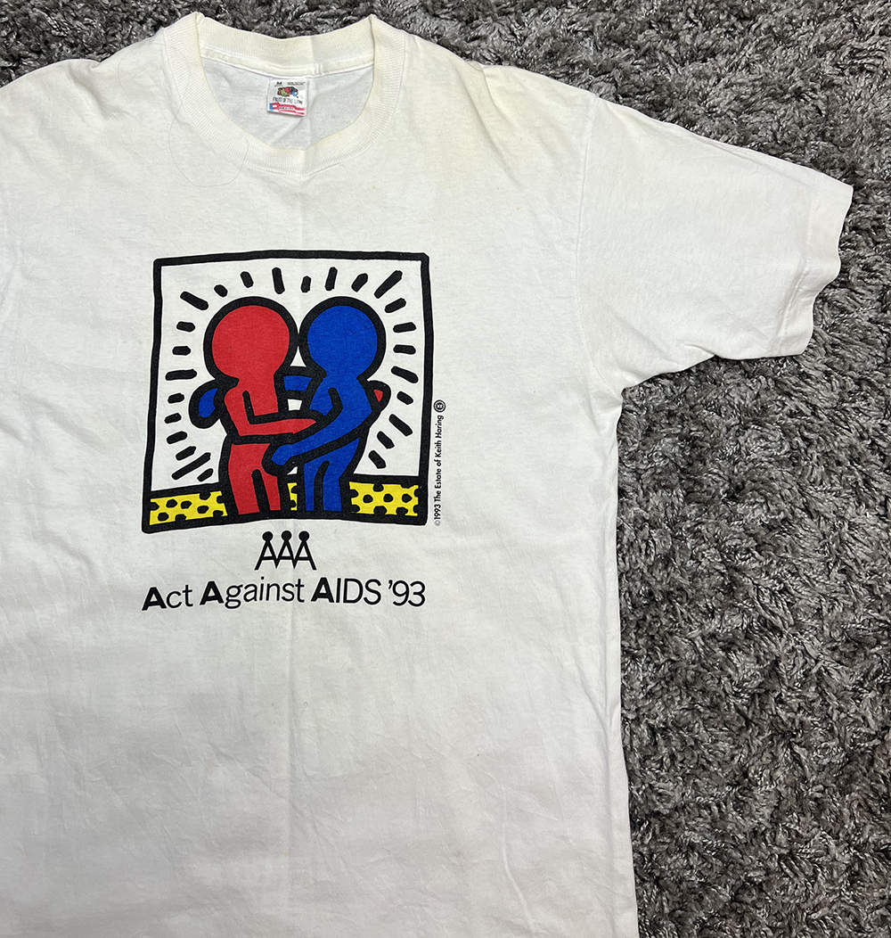 Vintage Keith Haring 1993 Act Against Aids AAA T-Shirt