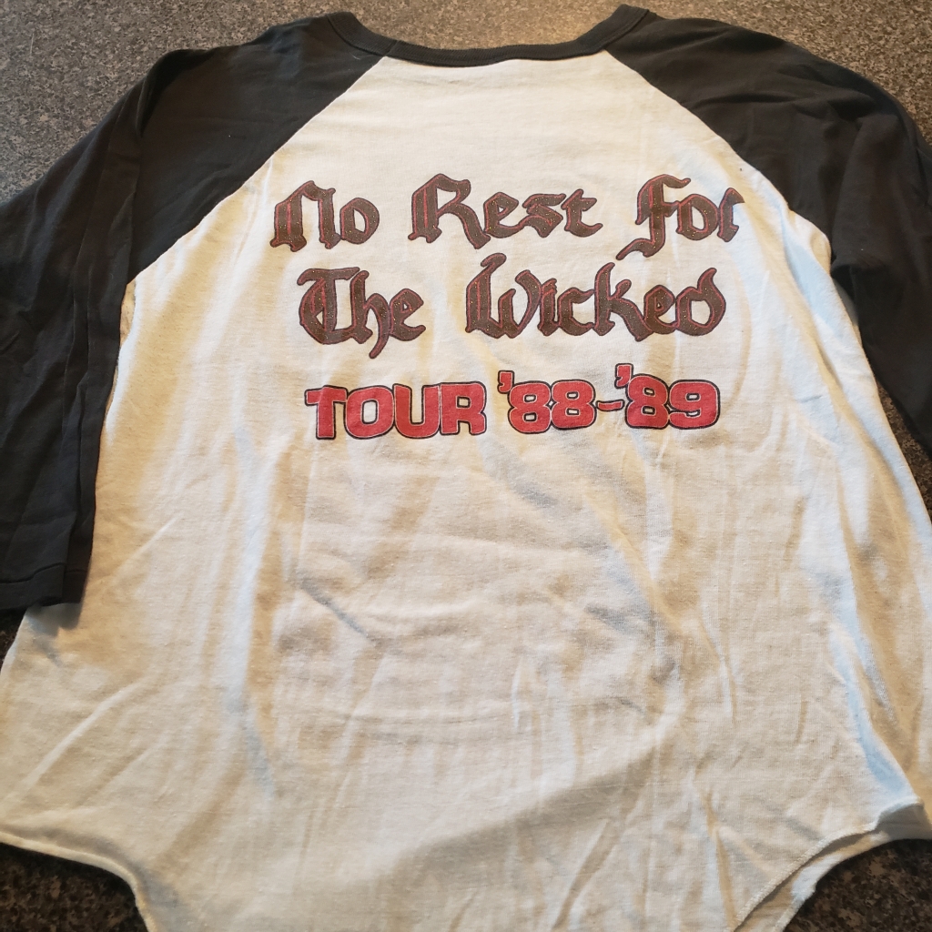Vintage Ozzy Osbourne No Rest for the Wicked Jersey Back 1988