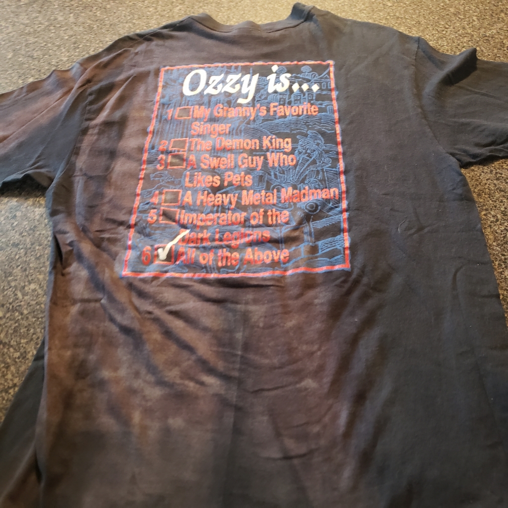 Vintage Ozzy Osbourne Checklist T-Shirt Back Ozzy Is...
