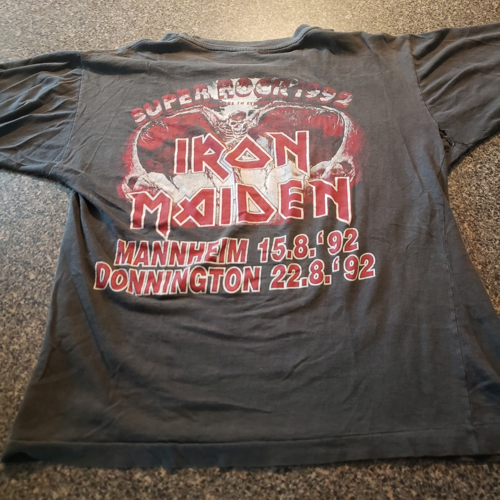 vintage super rock 1992 t-shirt black sabbath back iron maiden donnington