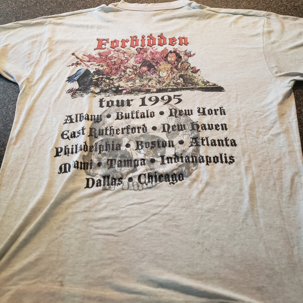 vintage black sabbath forbidden 1995 t-shirt back tour locations