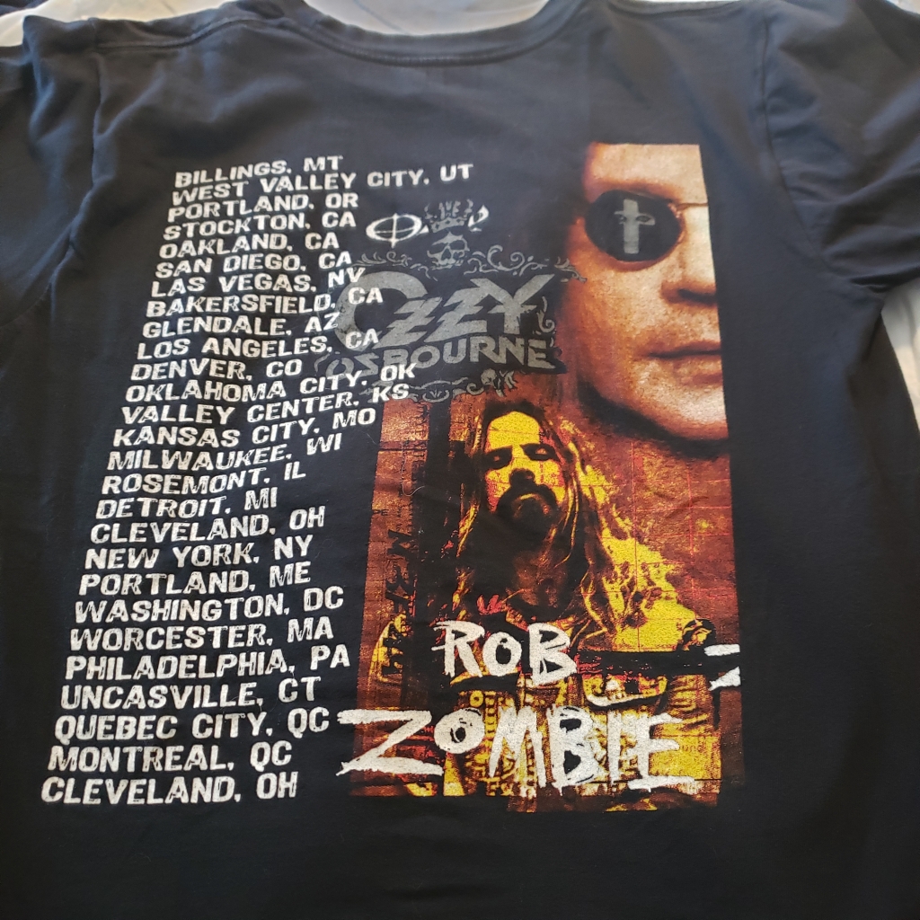 Vintage Rob Zombie Ozzy Osbourne 2007 Tour T-Shirt Back Tour Locations