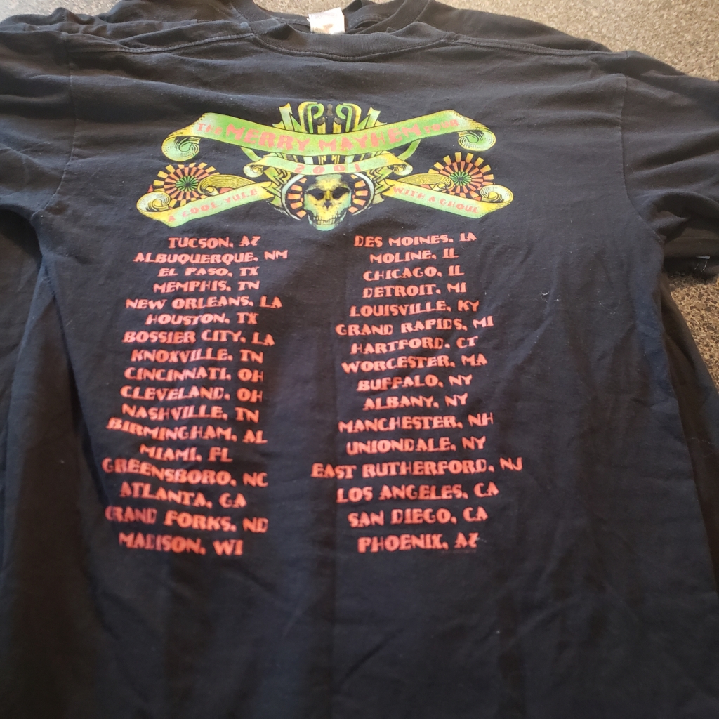 Vintage 2001 Ozzy Osbourne Rob Zombie Merry Mayhem Tour T-Shirt Back Tour Locations