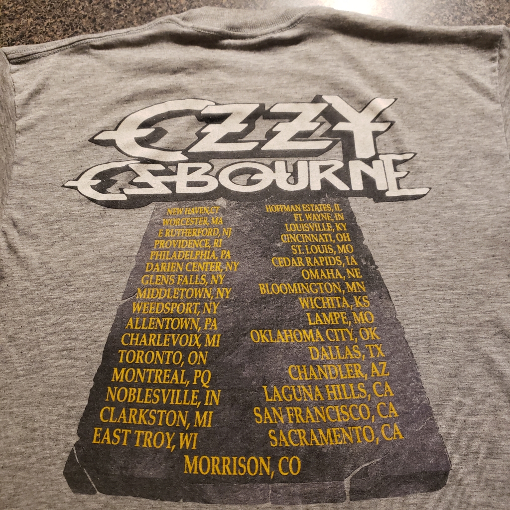 vintage ozzy t-shirt tour stops t-shirt