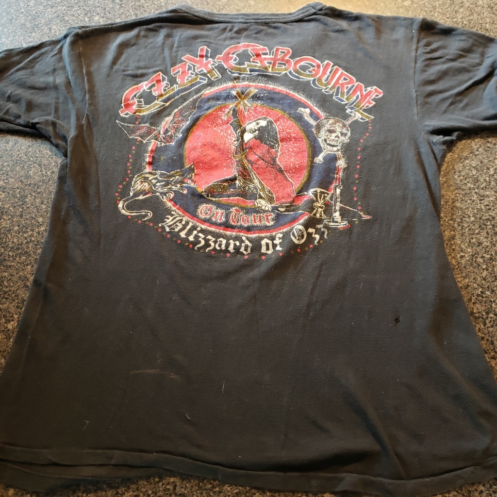 vintage blizzard of ozz on tour t-shirt back