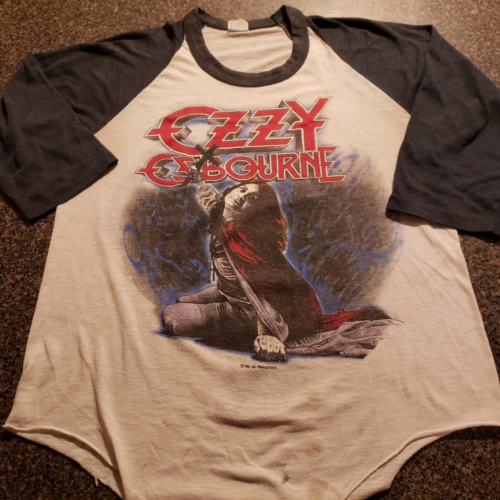 vintage ozzy holding cross raglan jersey 1981 front