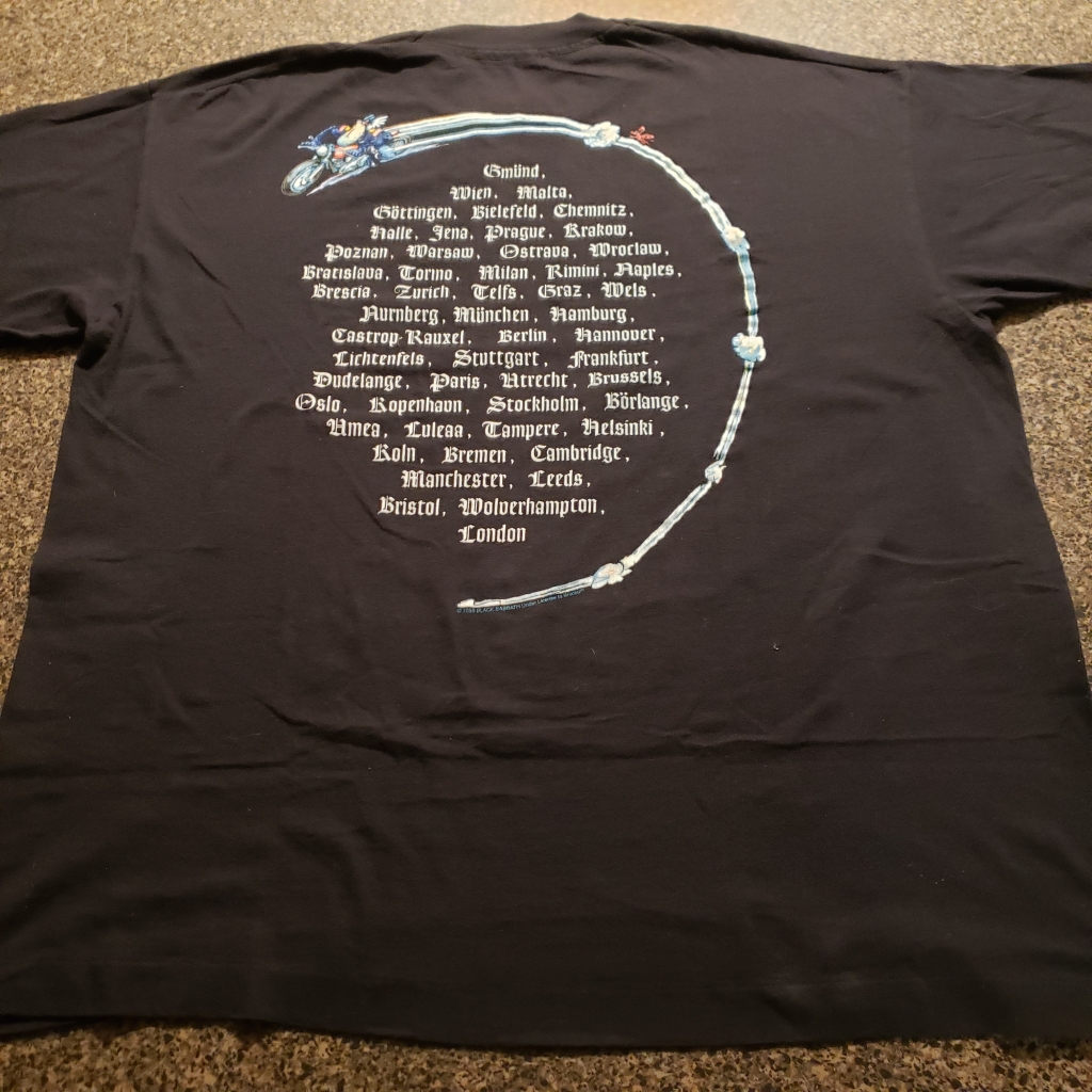Vintage 1995 Black Sabbath Forbidden European tour crew t-shirt Back
