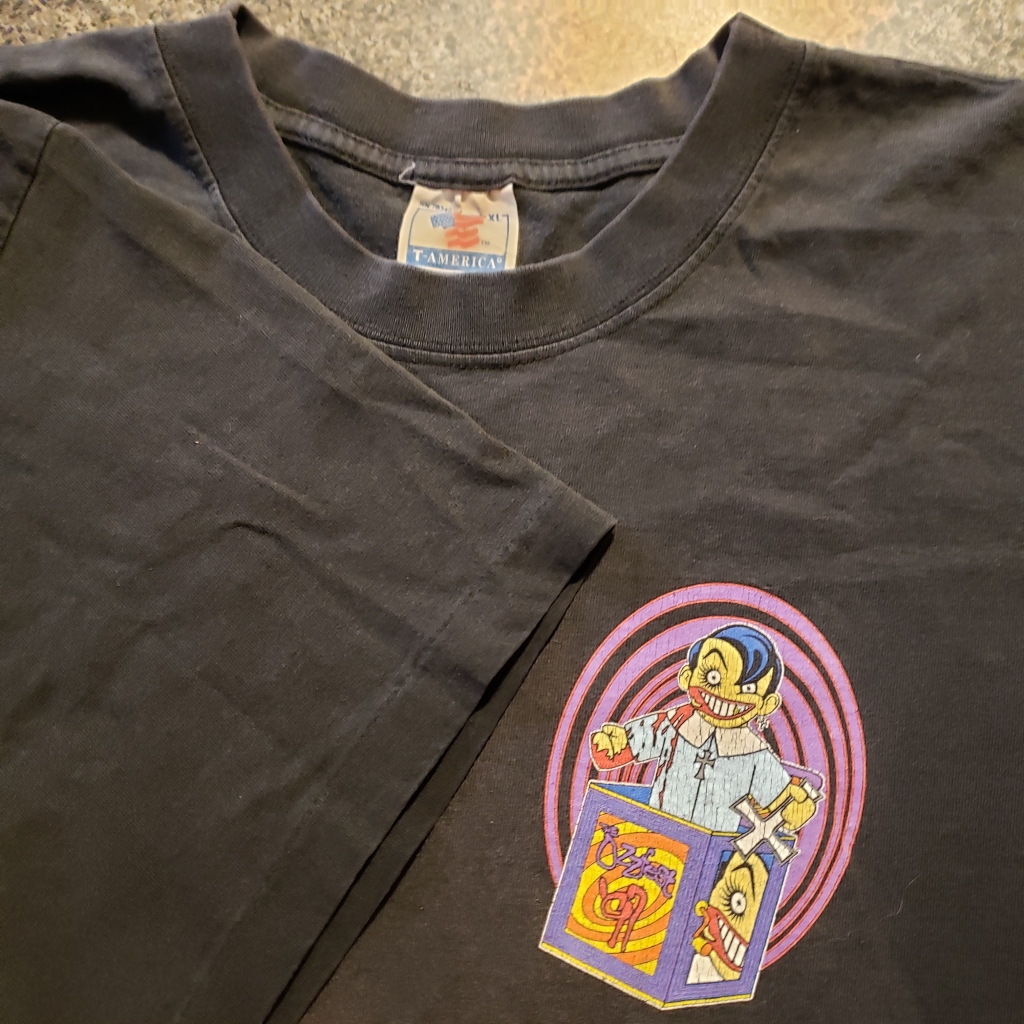 Vintage ozzfest '97 front, jack in box image t-shirt
