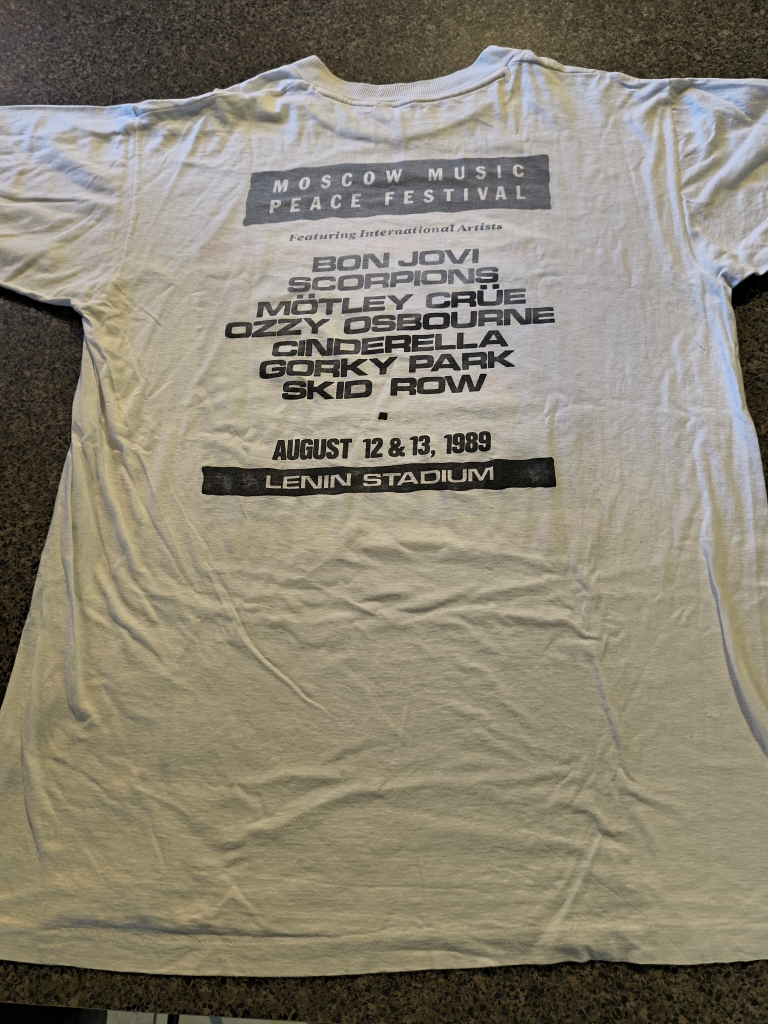 Vintage Moscow Music Peace Fest Ozzy T-Shirt back Bon Jovi Scorpions Motley Crue Skid Row Cinderella Gorky Park