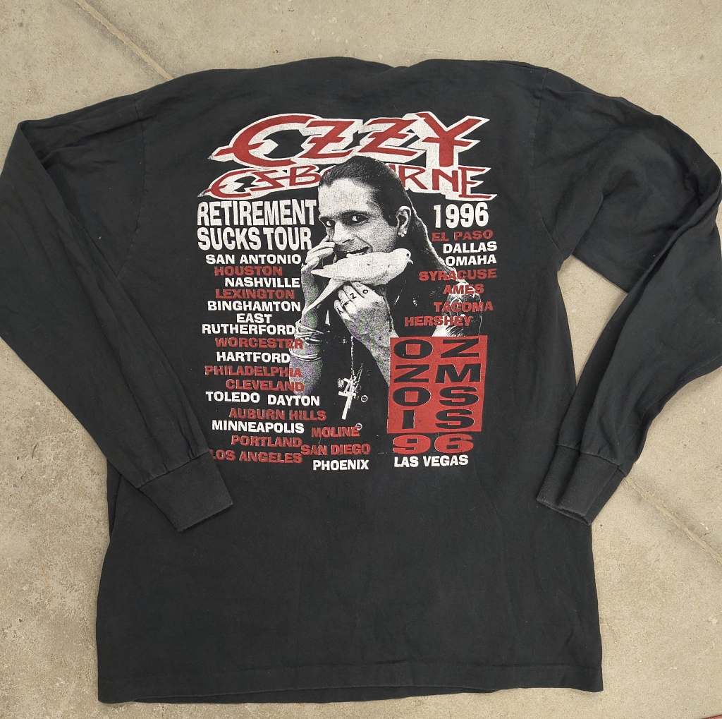 vintage ozzy retirement sucks ozzmosis t-shirt 1996 back
