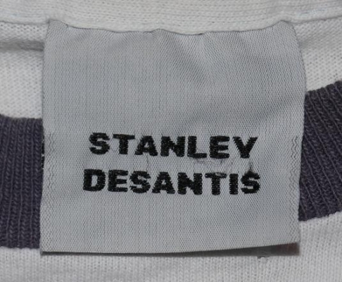 vintage stanley desantis woven off white tag black letters