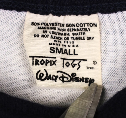 vintage walt disney  tropix togs tag