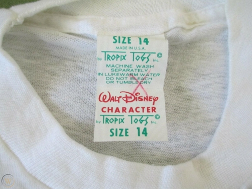 vintage walt disney character tropix togs tag kids