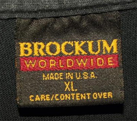 authentic vintage brockum worldwide t-shirt tag