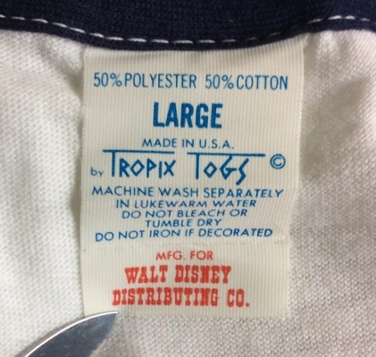 vintage walt disney distributing tropix co togs tag