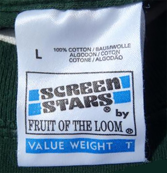 Authentic vintage Screen Stars by Fruit of the Loom value weight T-Shirt tag