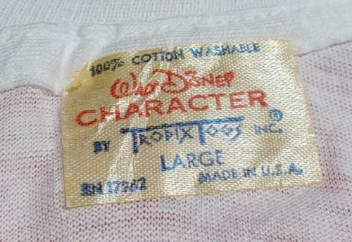 vintage walt disney character tropix togs tag sticker