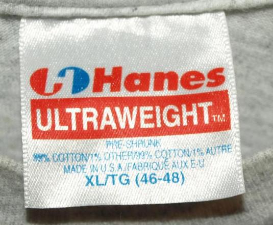 Authentic Vintage Hanes Ultraweight T-Shirt Tags no italics
