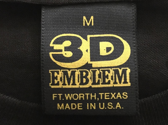 genuine 3d emblem t-shirt tag