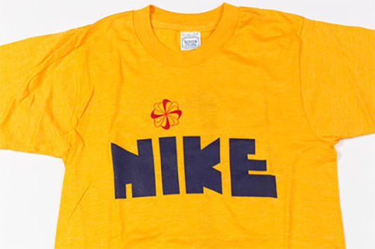 vintage nike block letters rough cut pinwheel t-shirt 1980