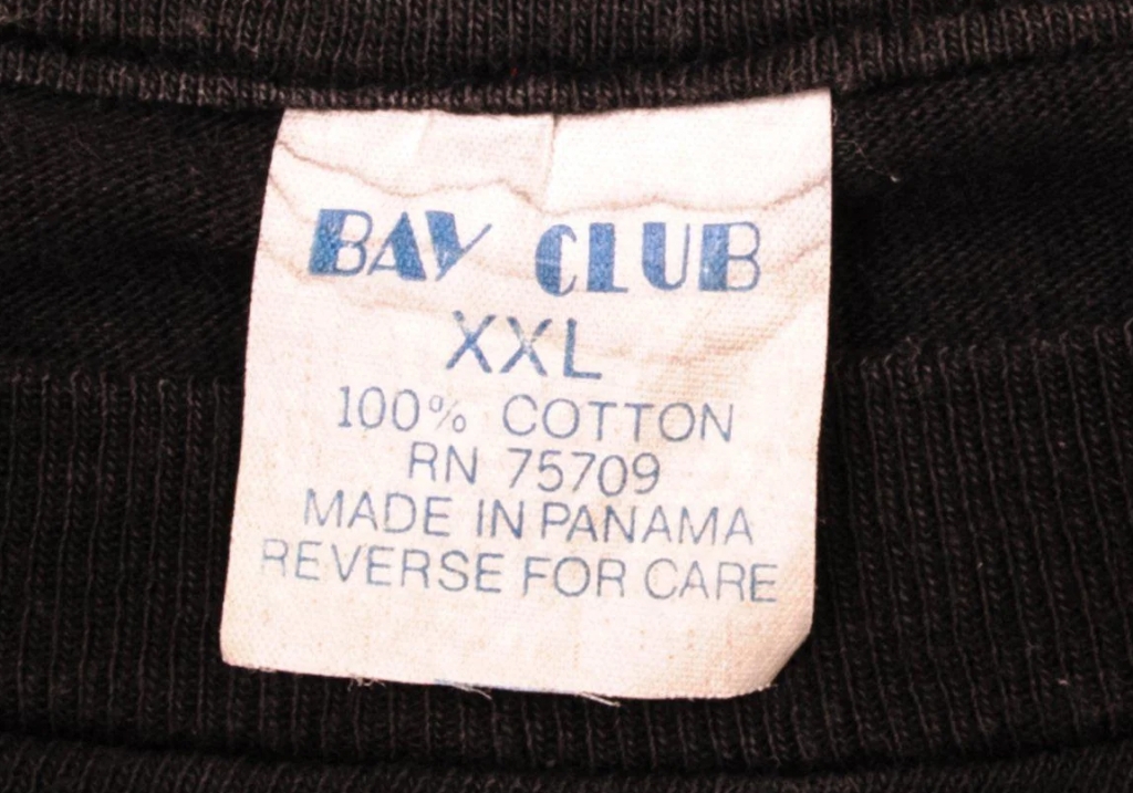 vintage 1990s Bay Club T-Shirt Tag 100% cotton RN 75709 Made in Panama