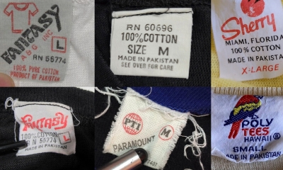 Archive of Pakistan vintage t-shirt tags