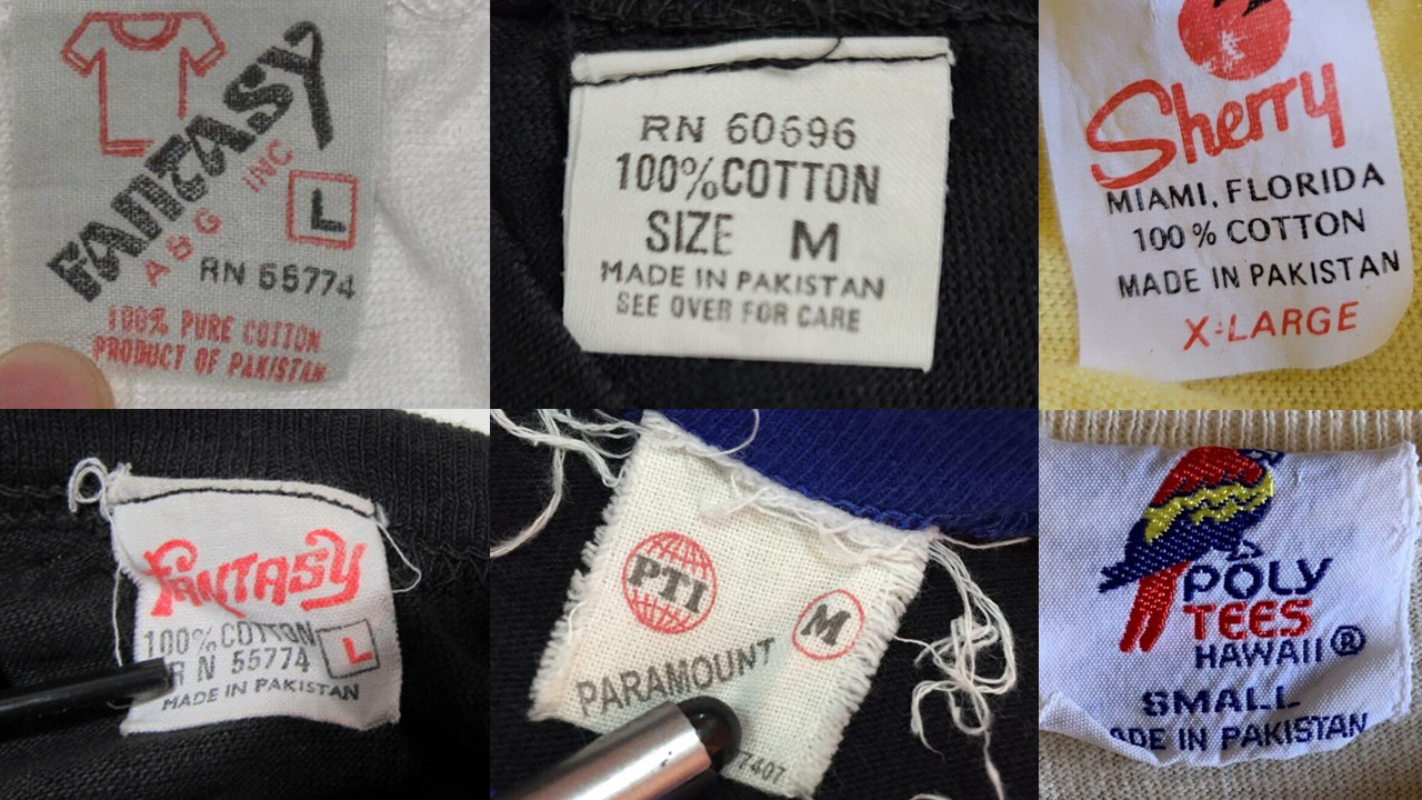 Archive of Pakistan vintage t-shirt tags