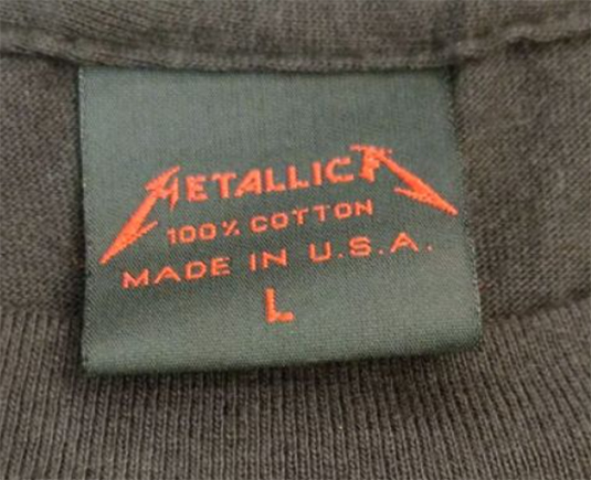 Fake Black Metallica T-Shirt Tag