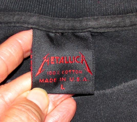 Real Metallica T-Shirt Tag